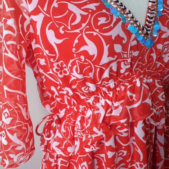 NWT Gaudi red printed dress 20” ptp - Picture 4 of 10